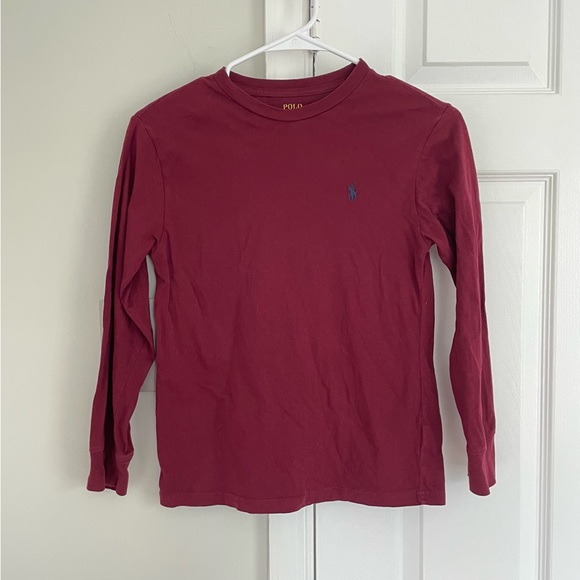 Polo Ralph Lauren Other - Polo Ralph Lauren Boys Sz S / 8 Maroon Long Sleeve Shirt Navy Pony Casual Preppy